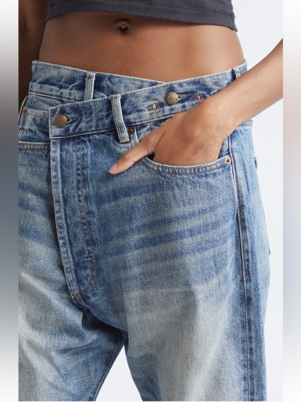 LIMITED NWT R13 Cuffed Crossover Straight Leg Jeans Estin Selvedge Blue Sz 28 - Picture 4 of 15
